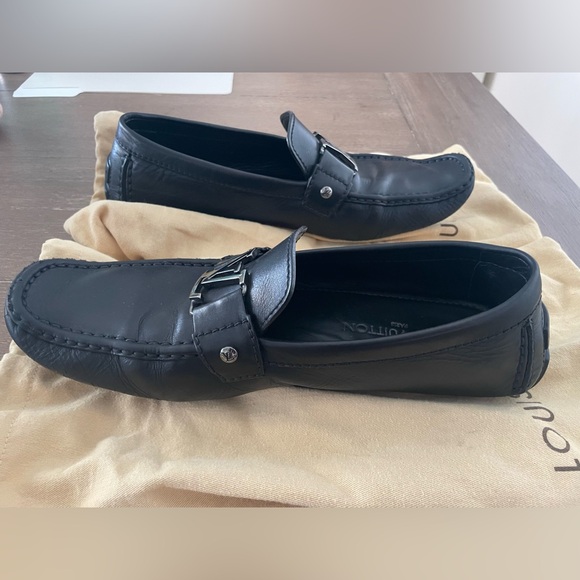 LOUIS VUITTON Monte Carlo Moccasin Black Calfskin Leather US Size 10.5 - Picture 8 of 13